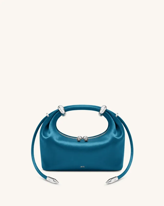 Ellie Satin Metal Ring Embellished Top Handle Bag - Teal made by JW PEI