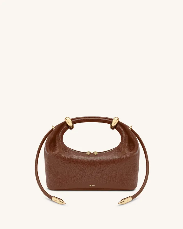 Ellie Metal Ring Embellished Top Handle Bag - Brown made by JW PEI