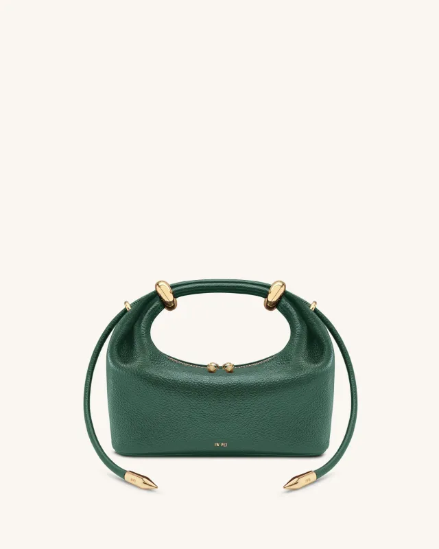Ellie Metal Ring Embellished Top Handle Bag - Forest Green made by JW PEI