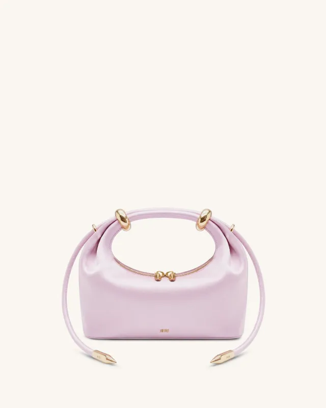 Ellie Satin Metal Ring Embellished Top Handle Bag - Light Purple made by JW PEI