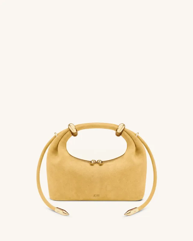 Ellie Faux Suede Metal Ring Embellished Top Handle Bag - Yellow made by JW PEI