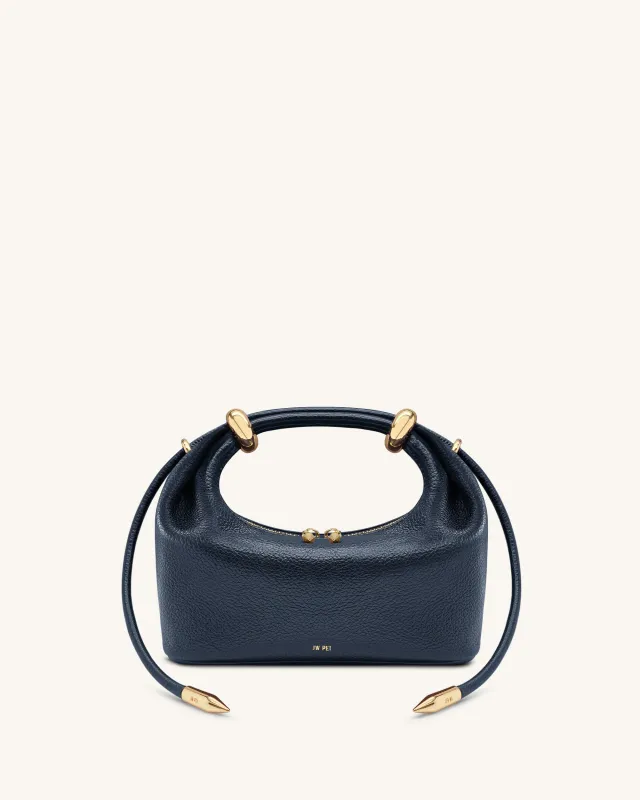 Ellie Metal Ring Embellished Top Handle Bag - Navy made by JW PEI