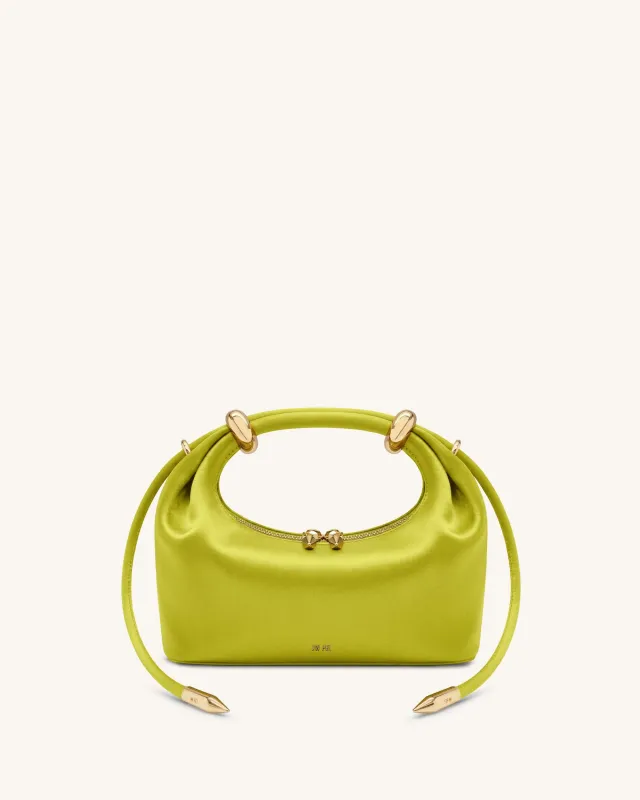 Ellie Satin Metal Ring Embellished Top Handle Bag - Lime Green made by JW PEI