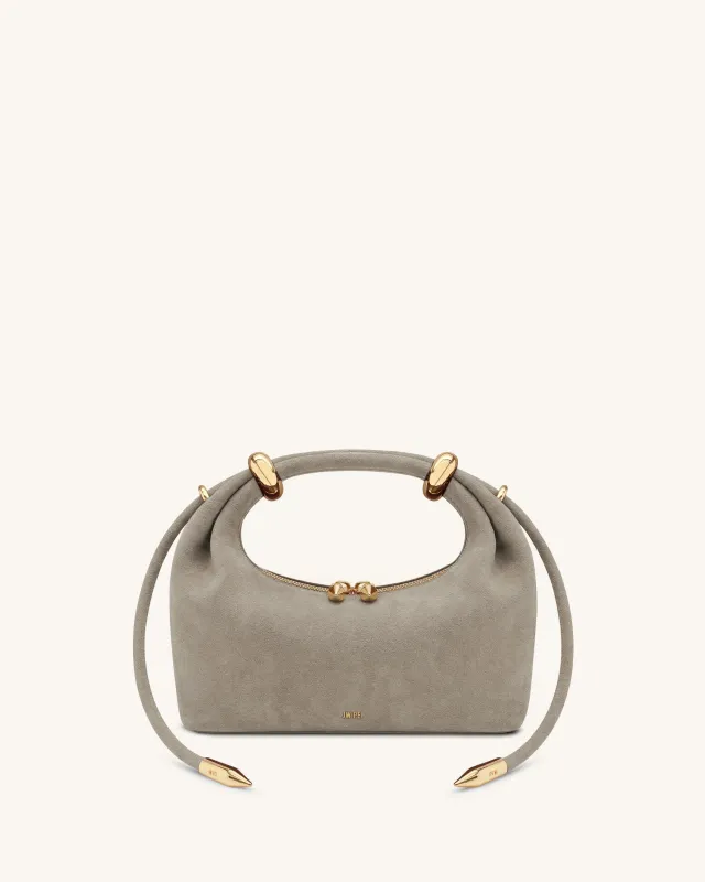 Ellie Faux Suede Metal Ring Embellished Top Handle Bag - Grey made by JW PEI
