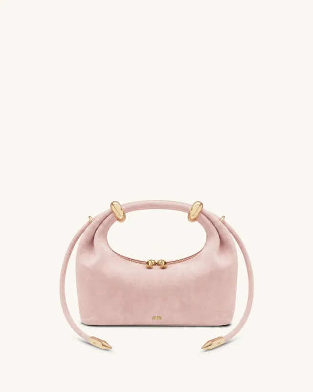 Ellie Faux Suede Metal Ring Embellished Top Handle Bag - Pink made by JW PEI