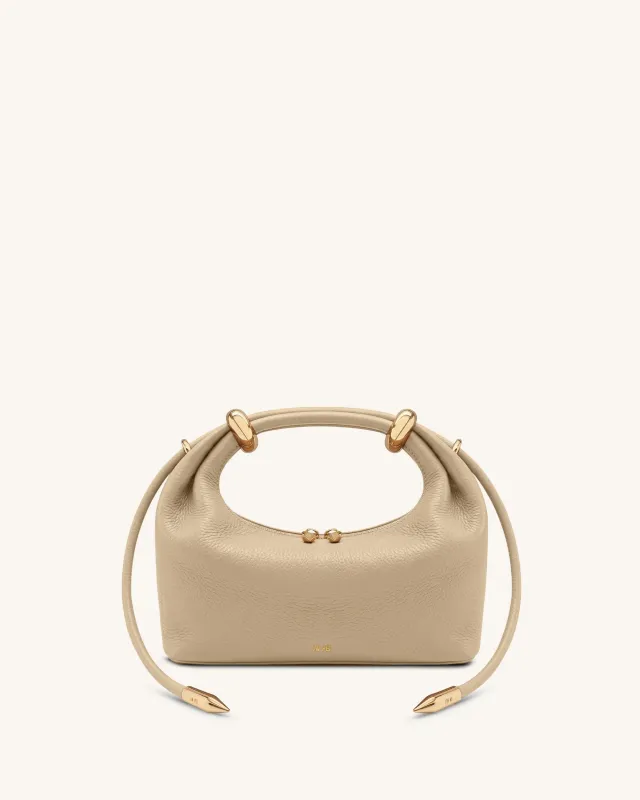 Ellie Metal Ring Embellished Top Handle Bag - Beige made by JW PEI