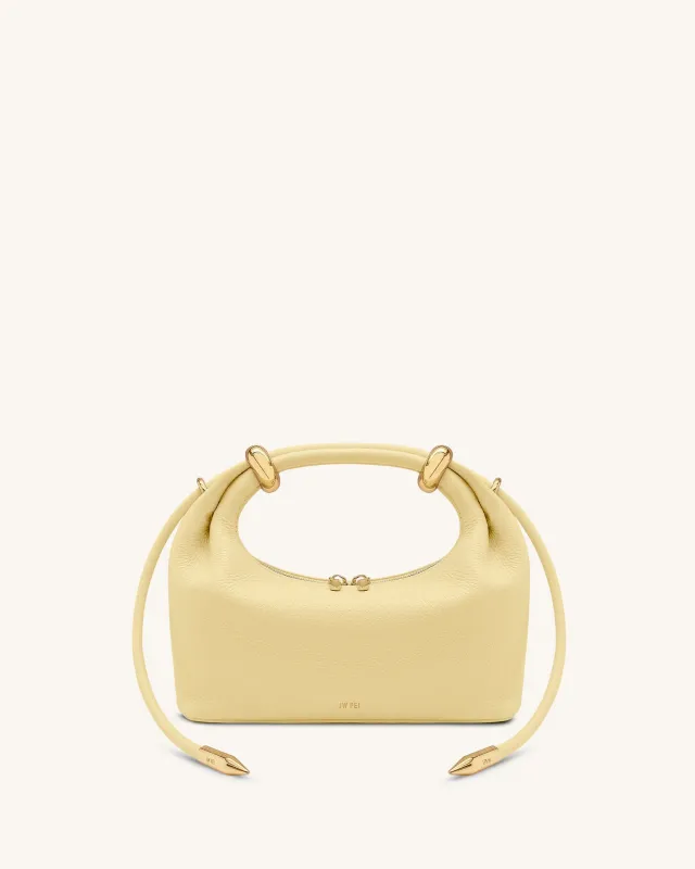 Ellie Metal Ring Embellished Top Handle Bag - Lemon Yellow made by JW PEI
