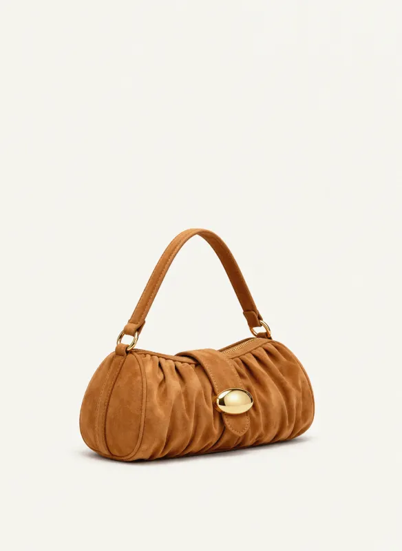 Skyla Ruched Suede Top Handle Bag - Brown made by JW PEI