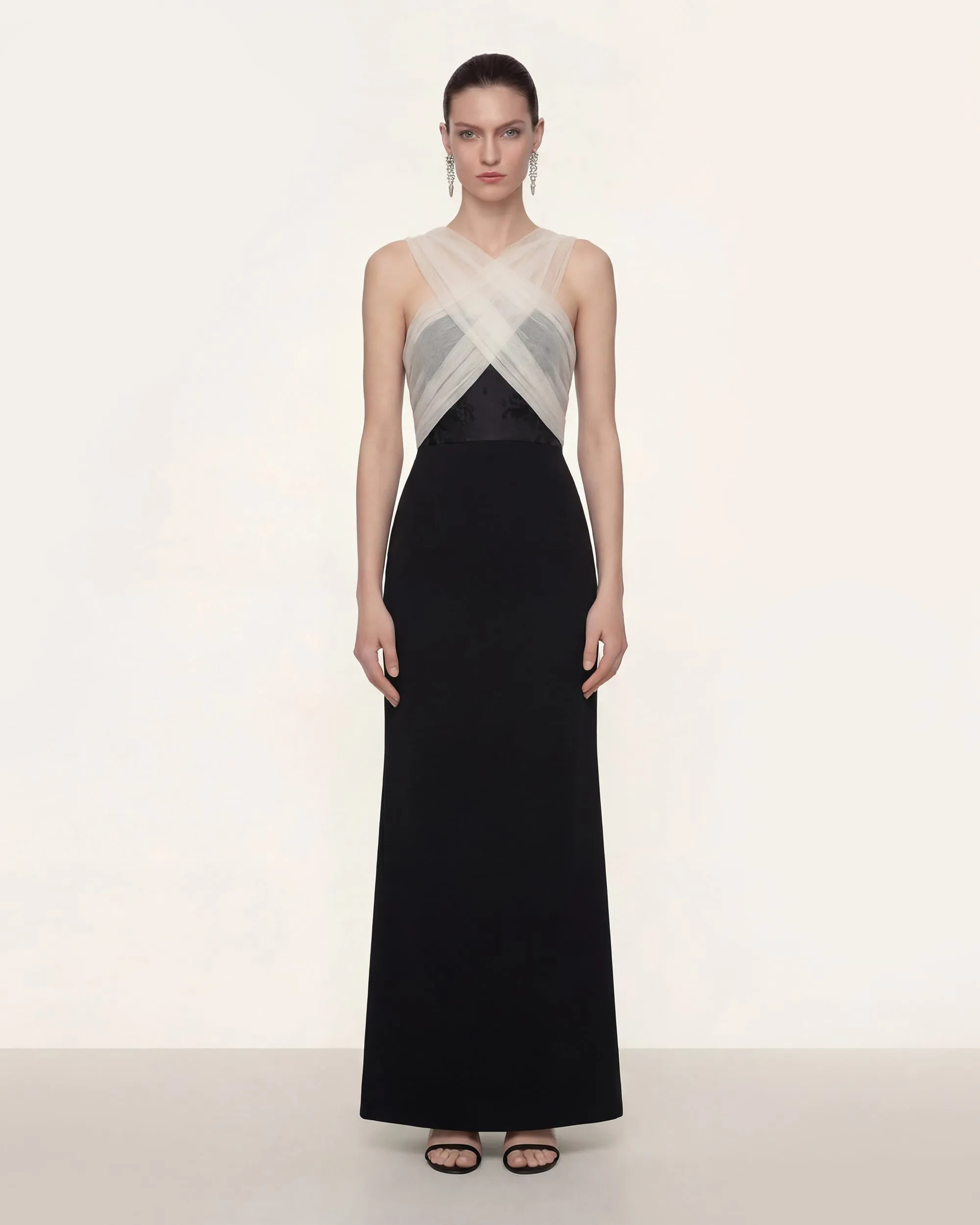 Sheer Cross Halter Maxi Dress - Black sold by JW PEI