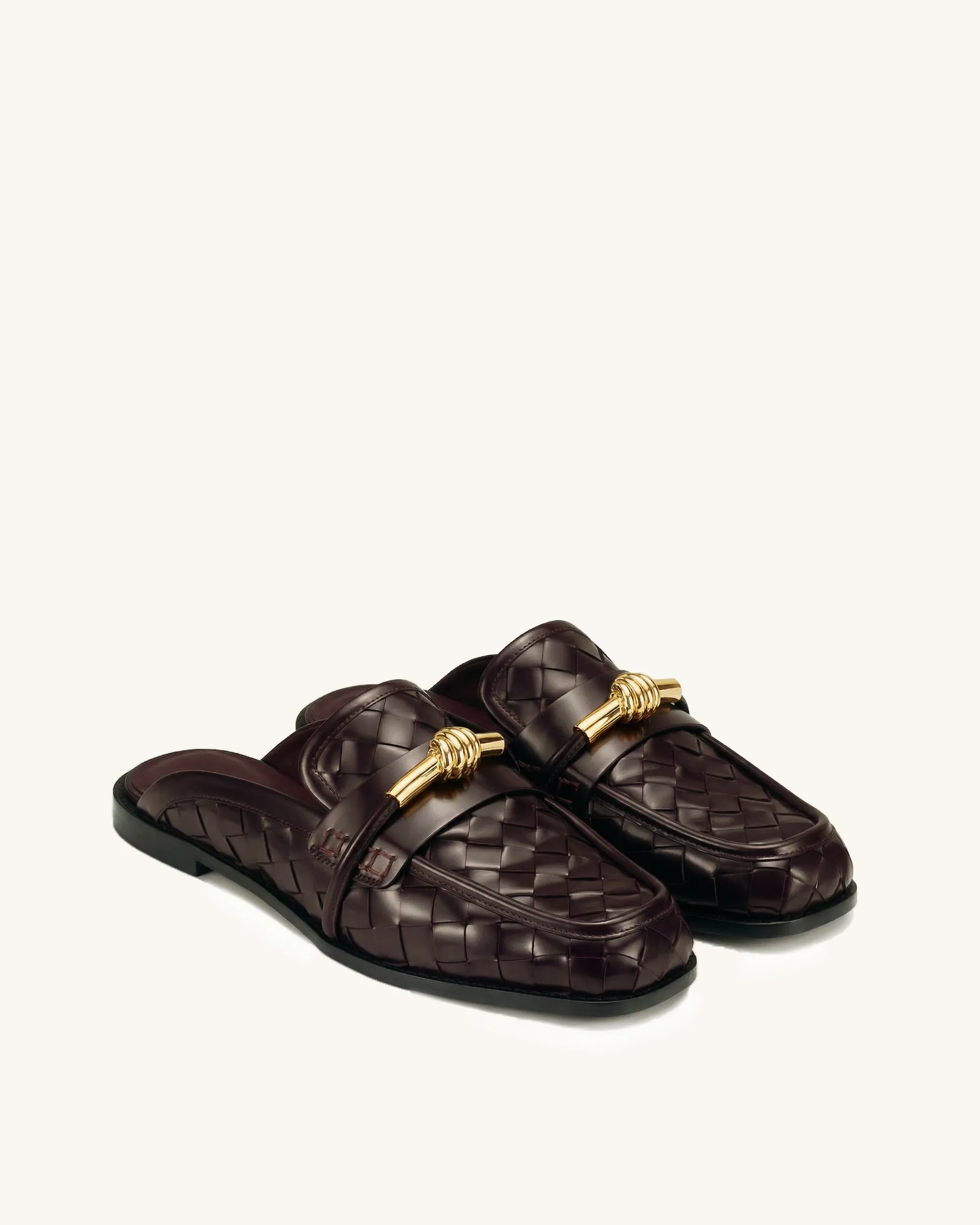 Elowen Woven Horsebit Mule Loafers - Burgundy sold by JW PEI