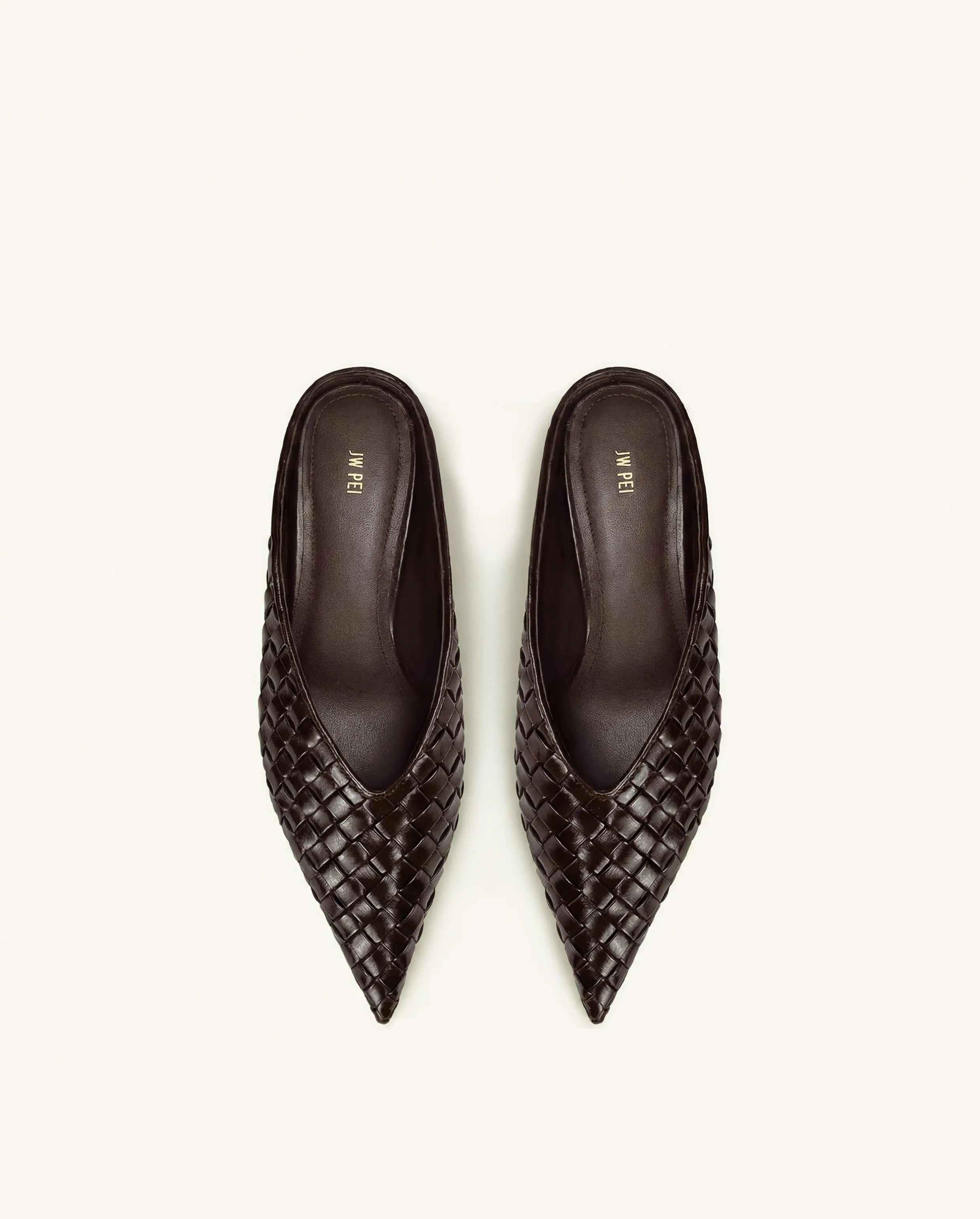 Helena Woven Textured Pointed Toe Mules - Dark Brown sold by JW PEI product image thumbnail 2