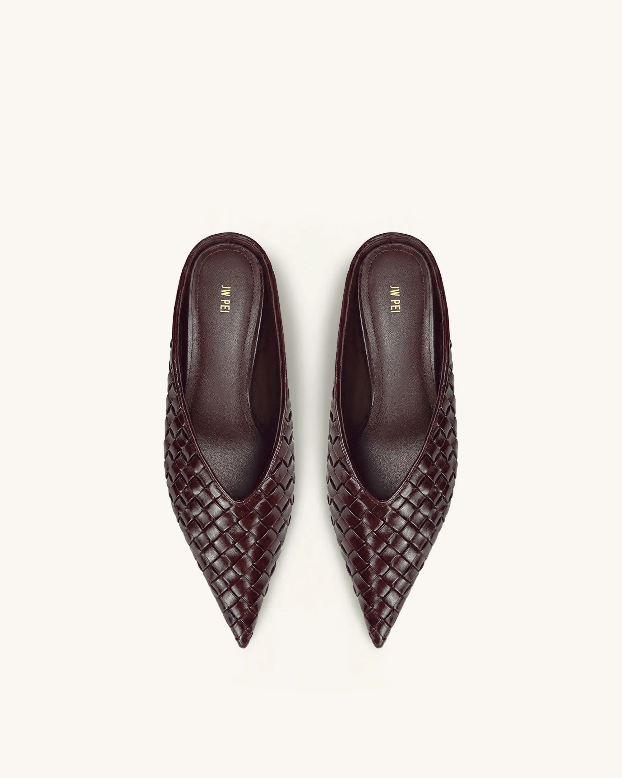 Helena Woven Textured Pointed Toe Mules - Burgundy sold by JW PEI product image thumbnail 2