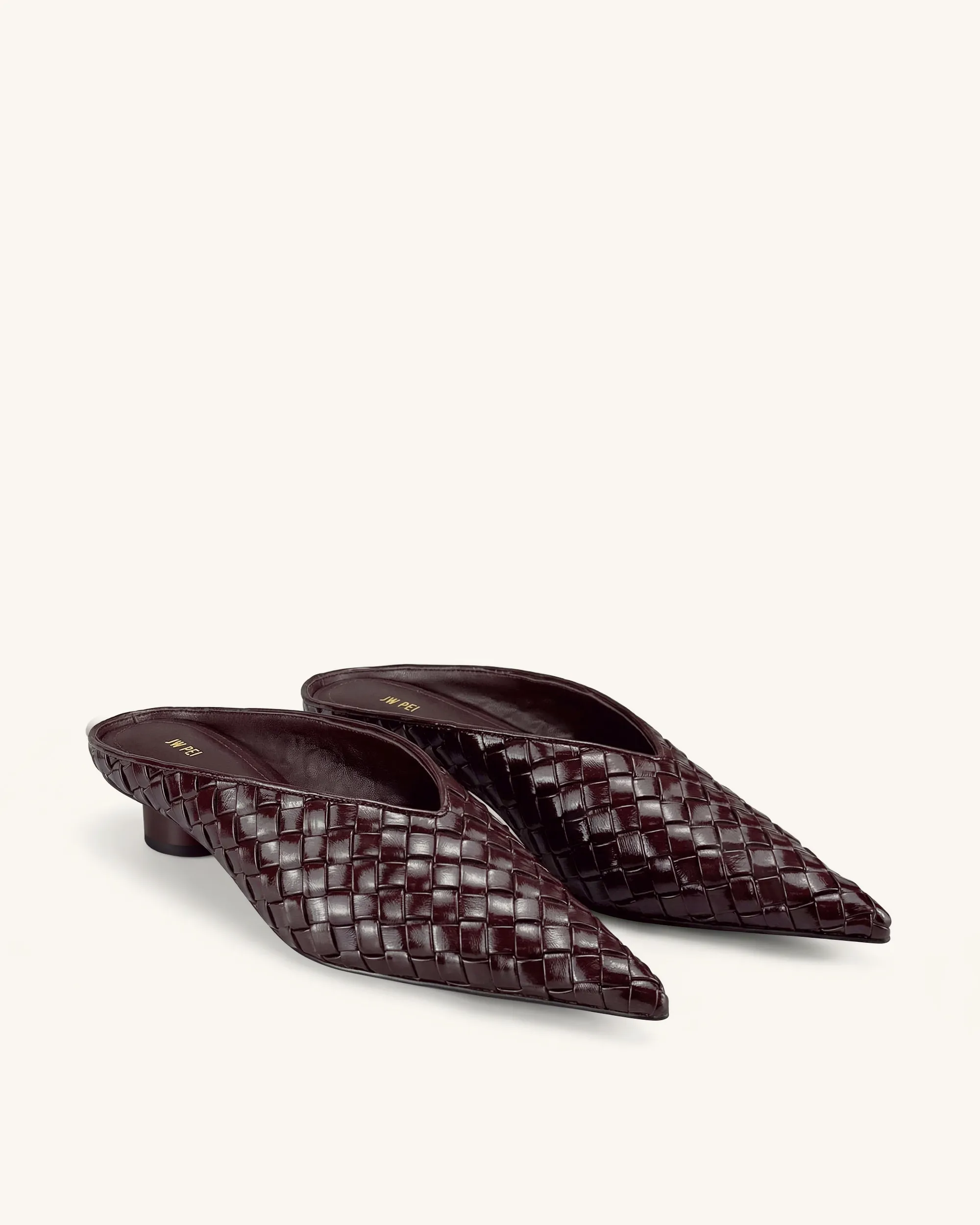 Helena Woven Textured Pointed Toe Mules - Burgundy sold by JW PEI