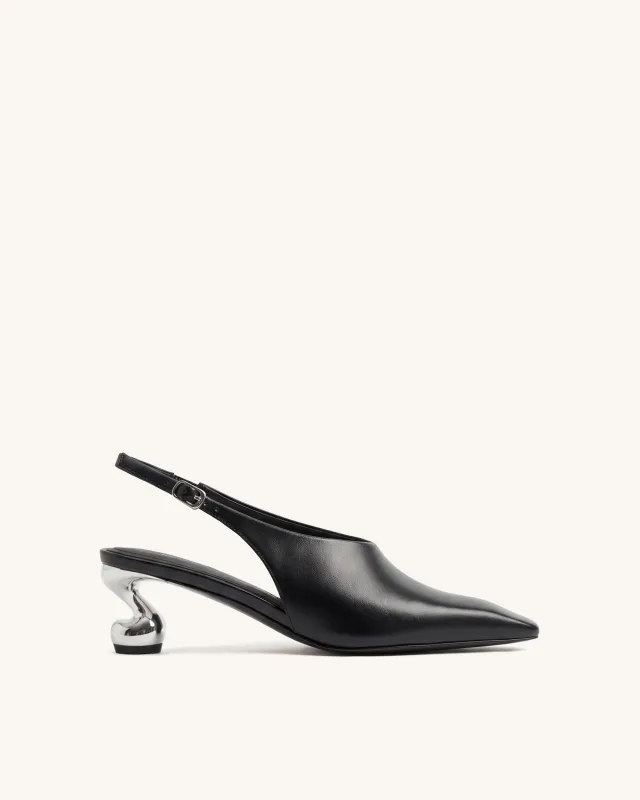 Hannah Sculptural Heel Slingback Pumps - Black made by JW PEI