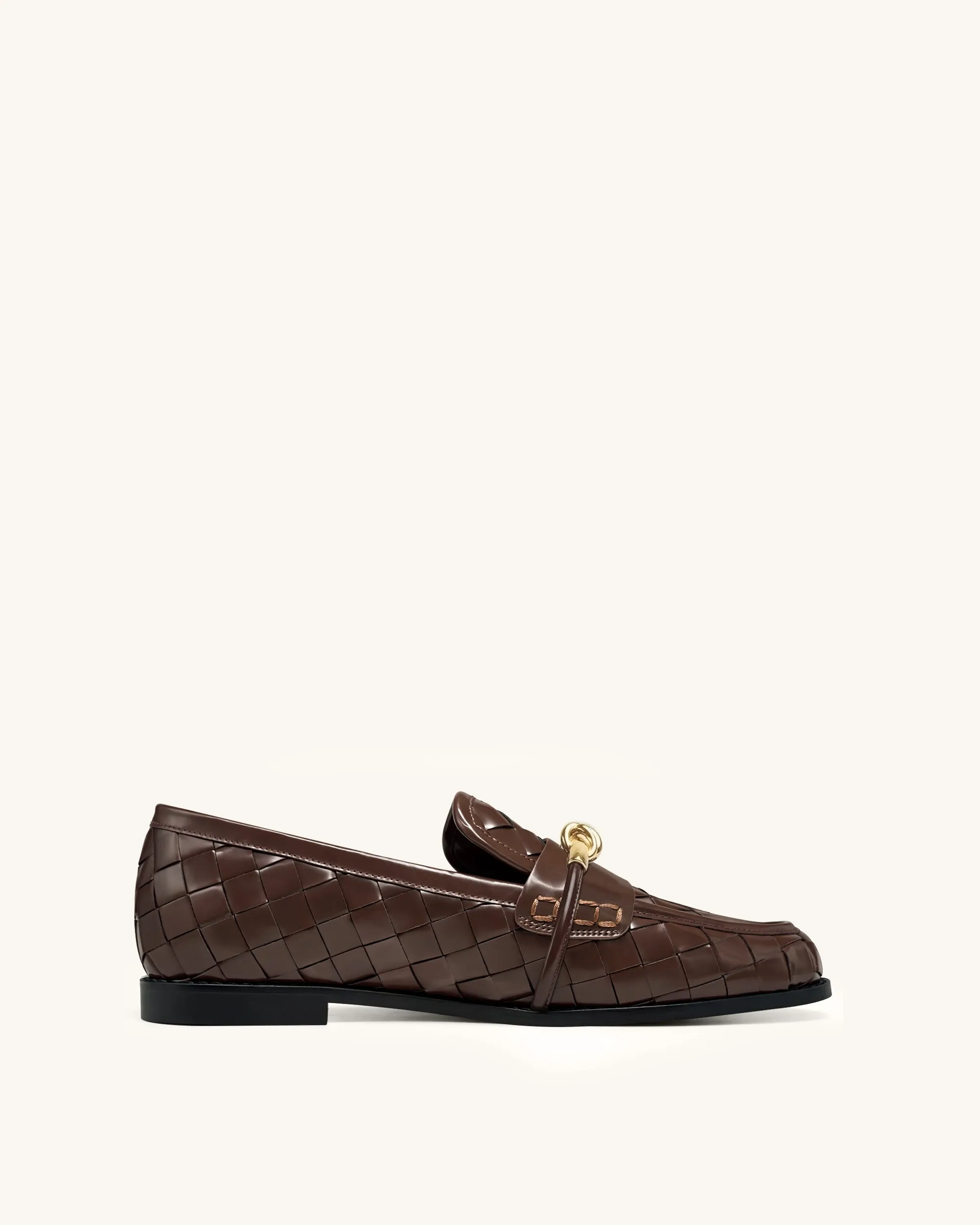 Elowen Woven Horsebit Loafers - Chocolate Brown sold by JW PEI