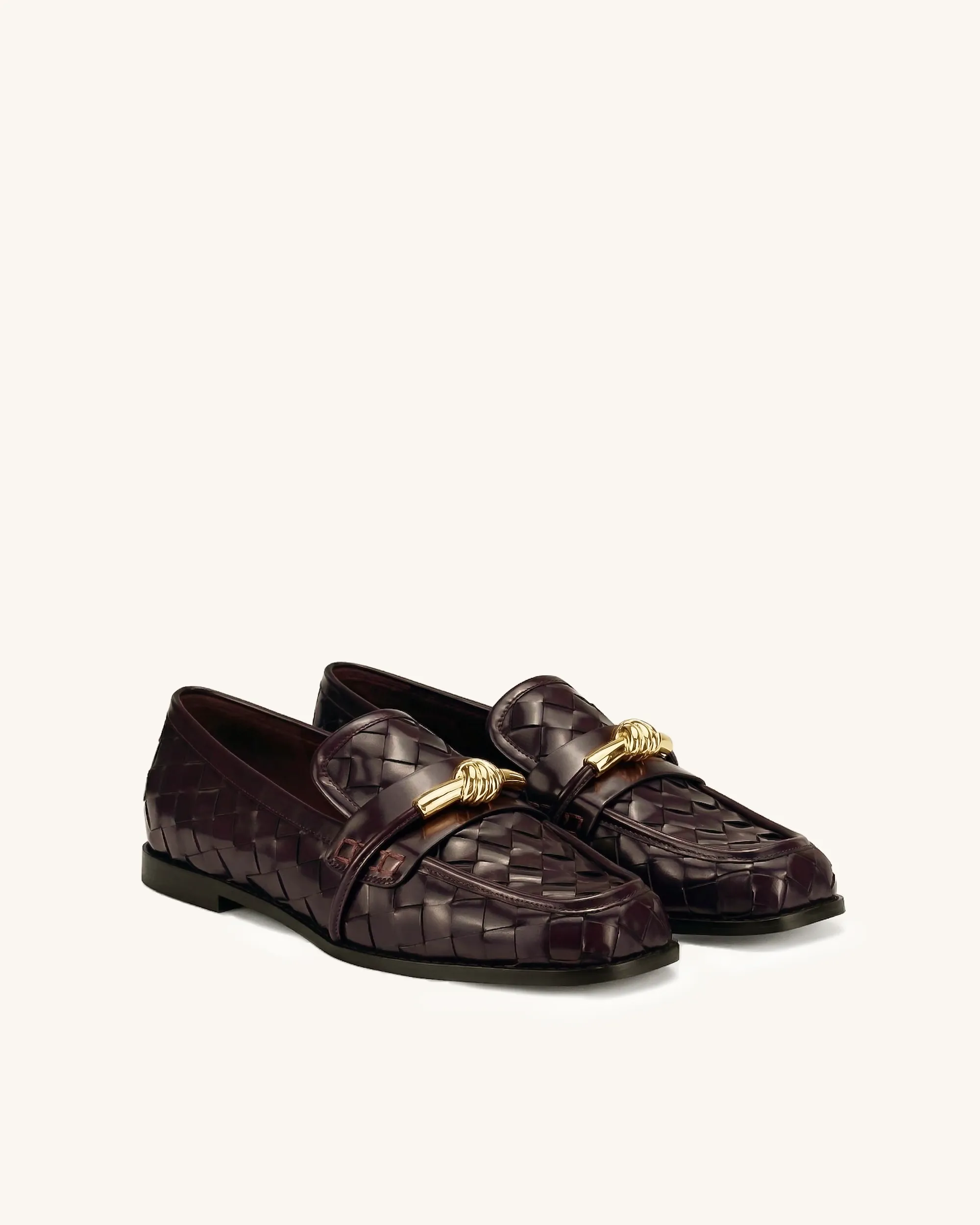 Elowen Woven Horsebit Loafers - Burgundy sold by JW PEI