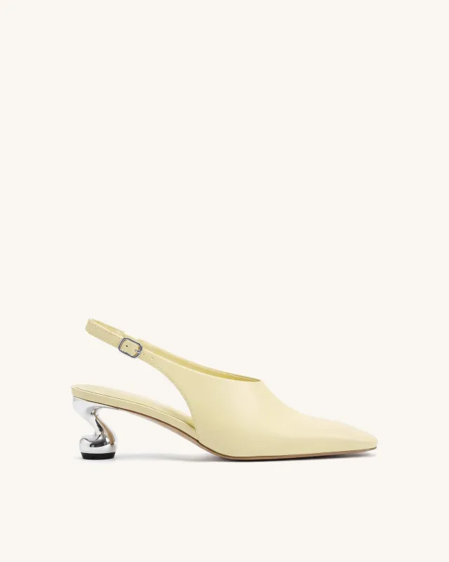 Hannah Sculptural Heel Slingback Pumps - Yellow made by JW PEI