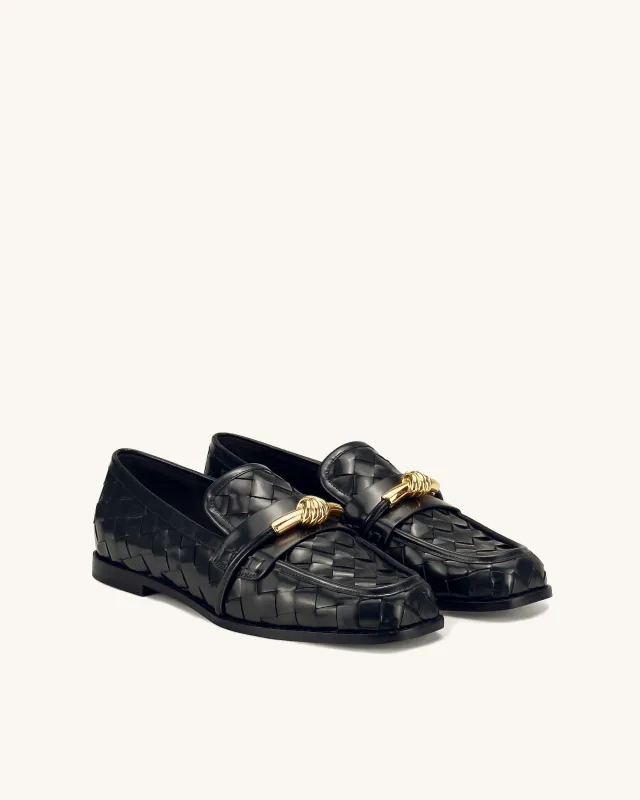 Elowen Woven Horsebit Loafers - Black made by JW PEI