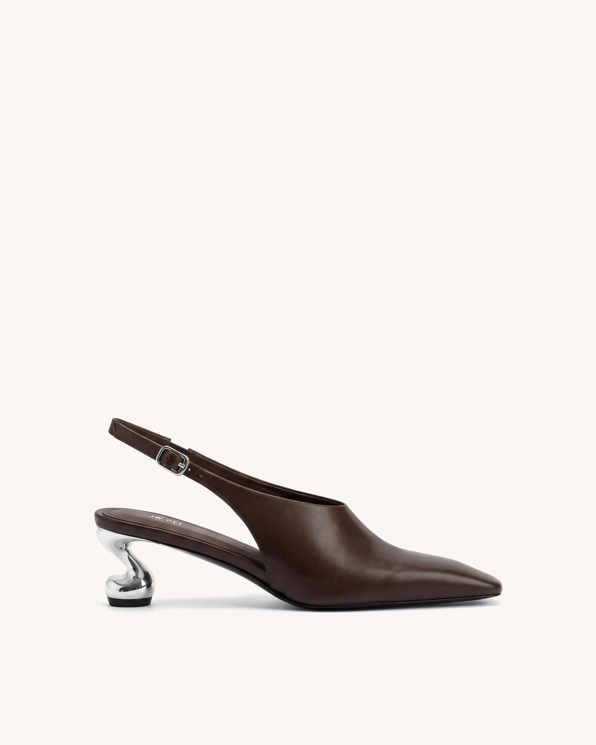 Hannah Sculptural Heel Slingback Pumps - Dark Brown sold by JW PEI