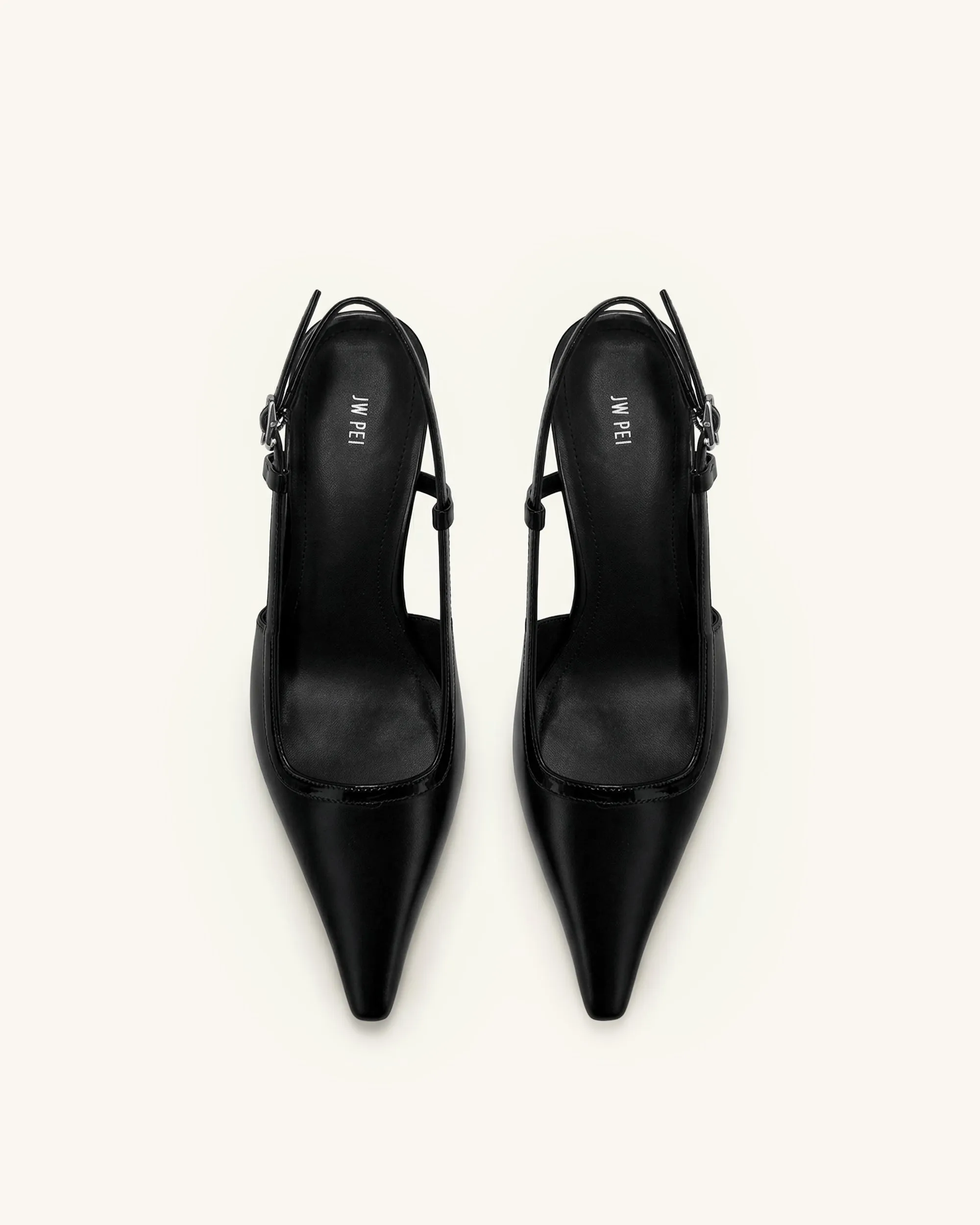 Hannah Sculptural Heel T-Strap Slingback Pumps - Black sold by JW PEI product image thumbnail 3
