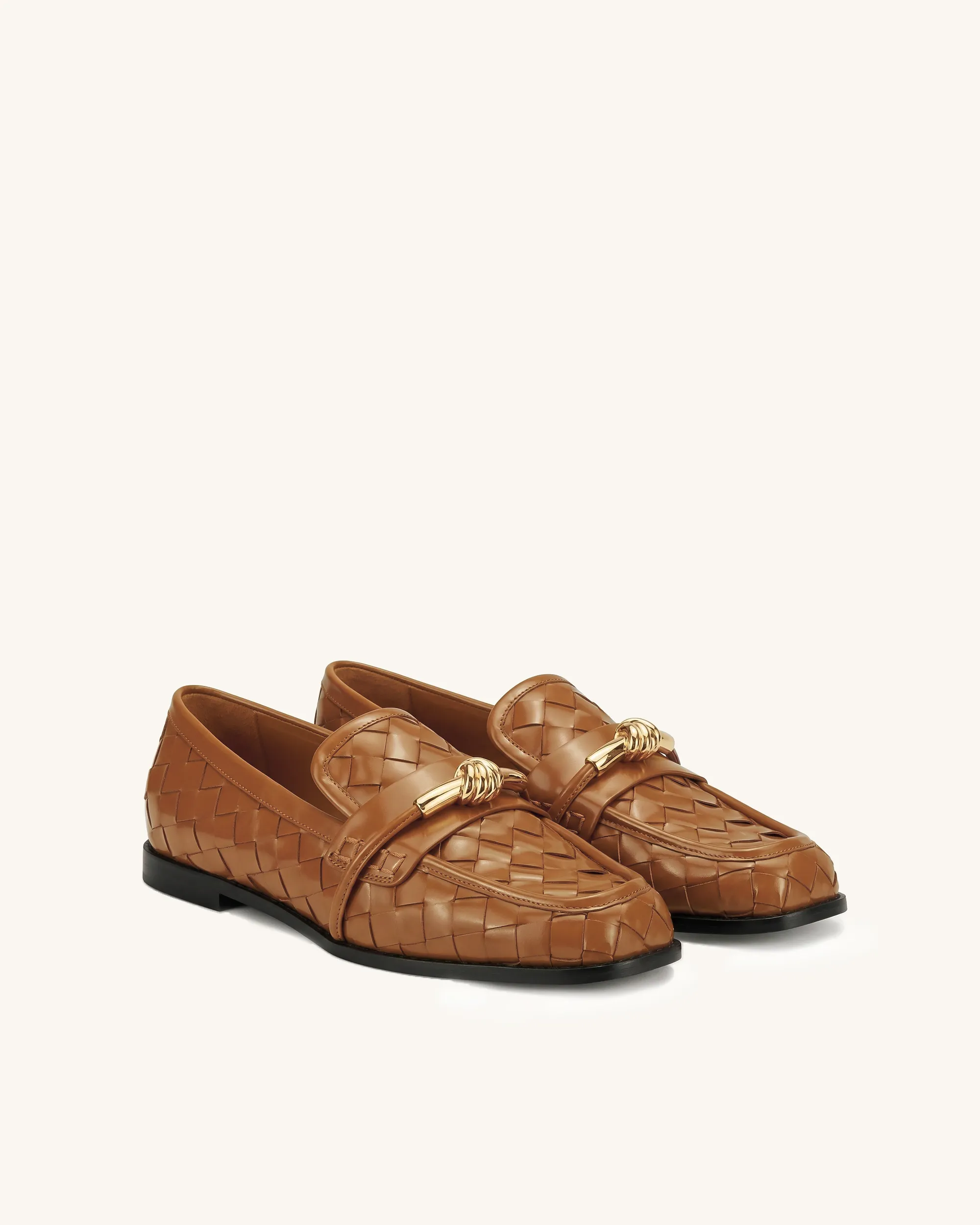 Elowen Woven Horsebit Loafers - Brown sold by JW PEI