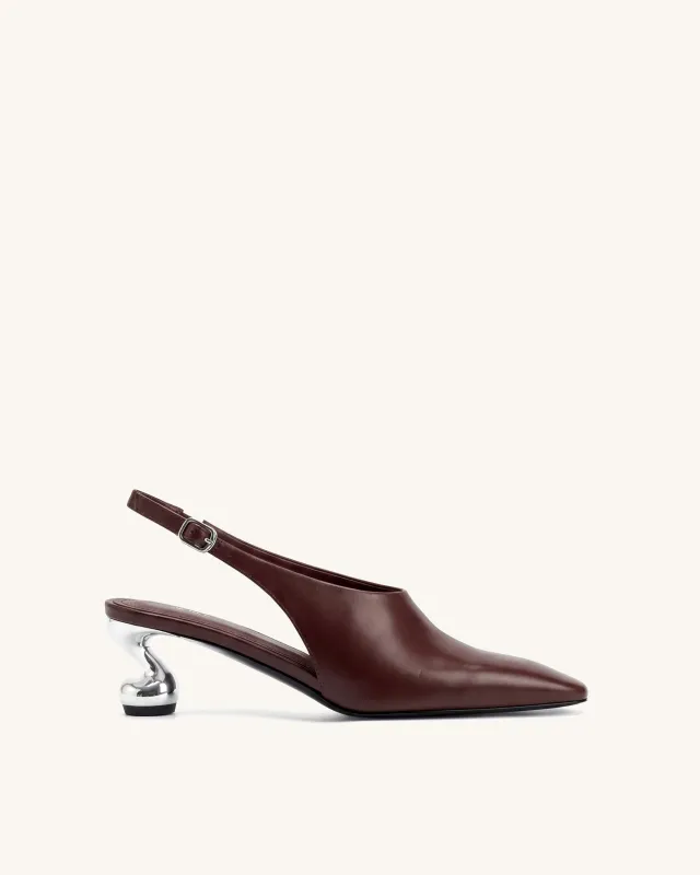 Hannah Sculptural Heel Slingback Pumps - Burgundy made by JW PEI