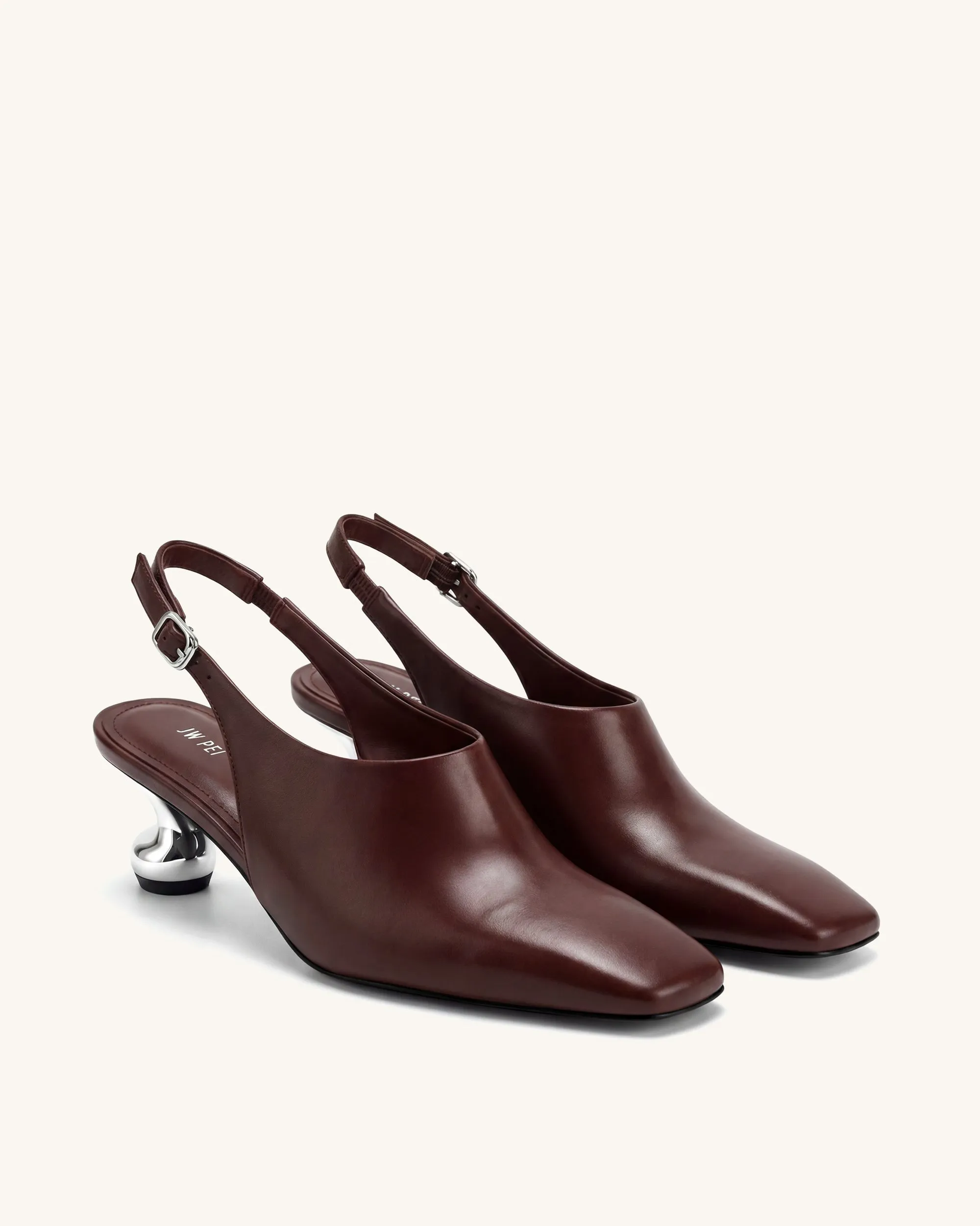 Hannah Sculptural Heel Slingback Pumps - Burgundy sold by JW PEI product image thumbnail 2