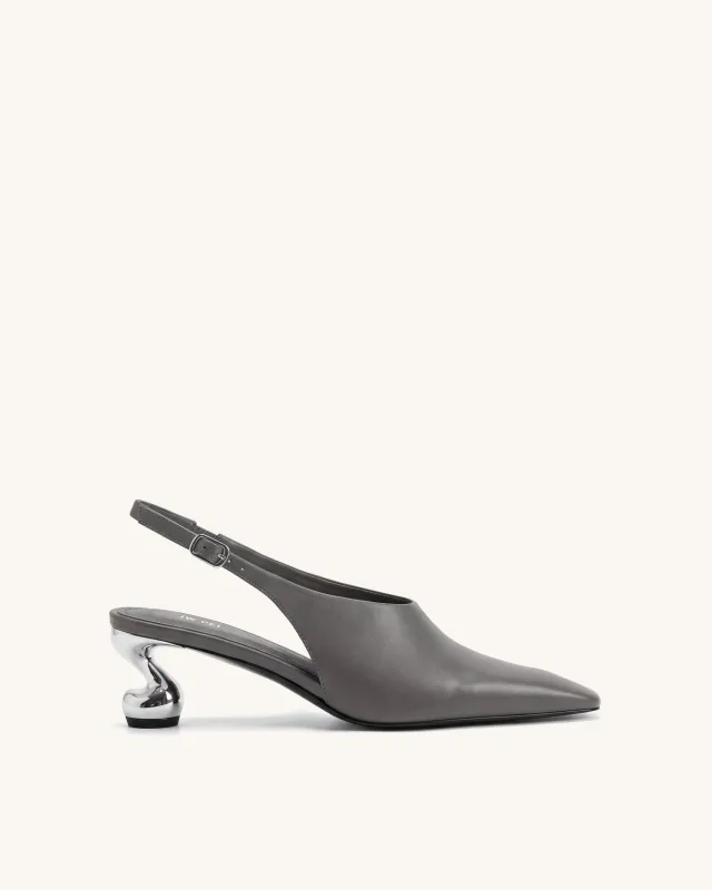 Hannah Sculptural Heel Slingback Pumps - Gray made by JW PEI