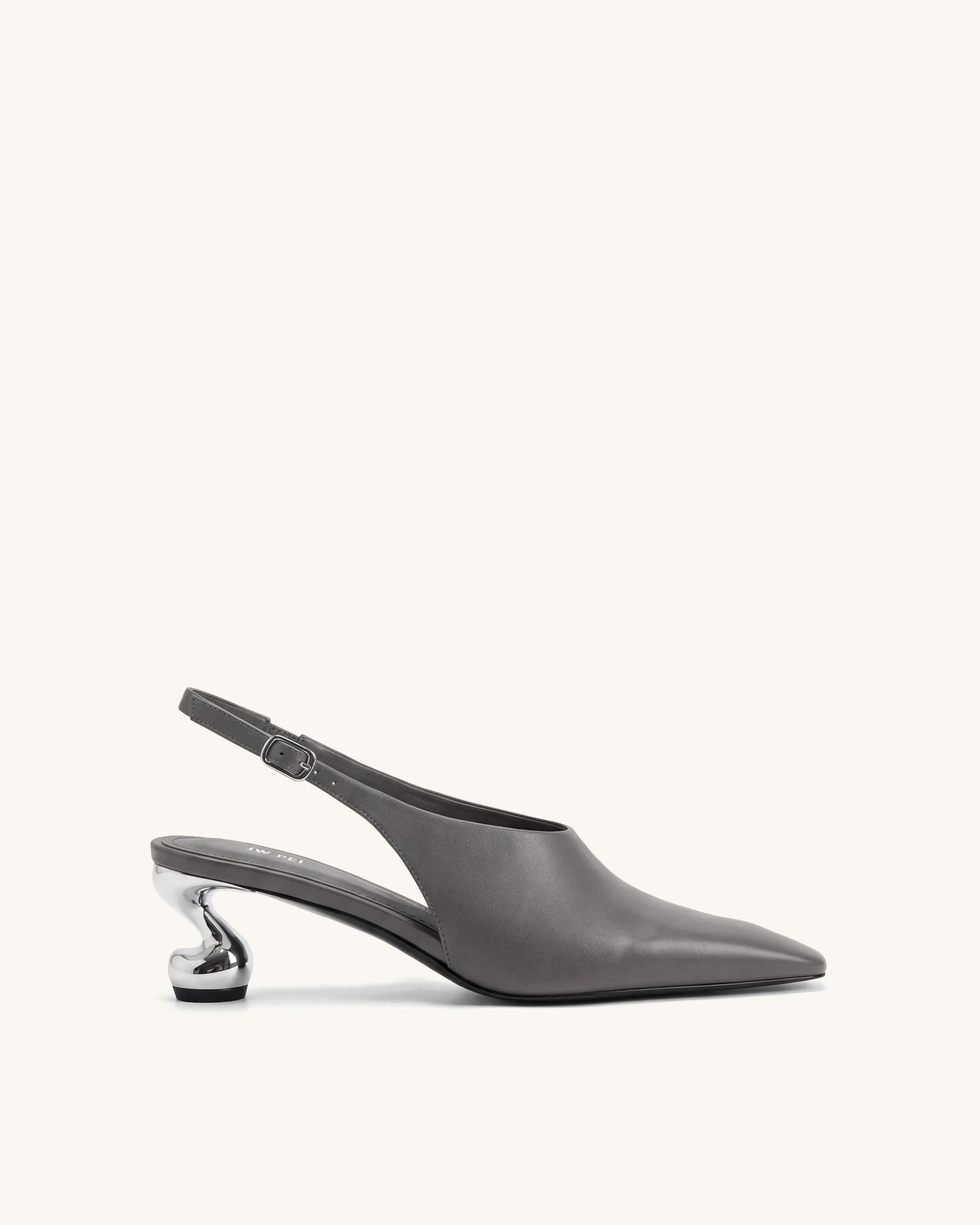 Hannah Sculptural Heel Slingback Pumps - Gray sold by JW PEI