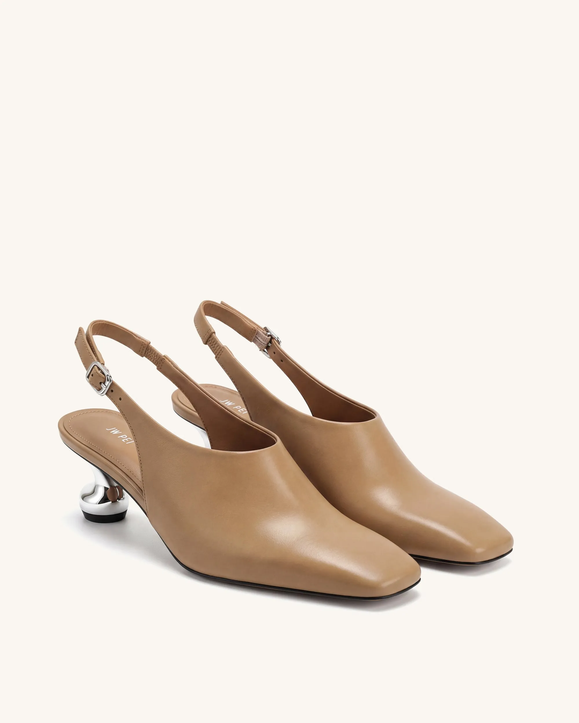 Hannah Sculptural Heel Slingback Pumps - Khaki sold by JW PEI product image thumbnail 2