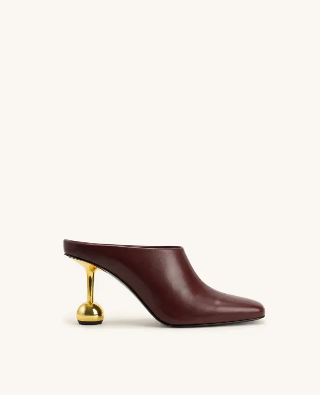Sofia Square Toe Mule Heels - Burgundy made by JW PEI