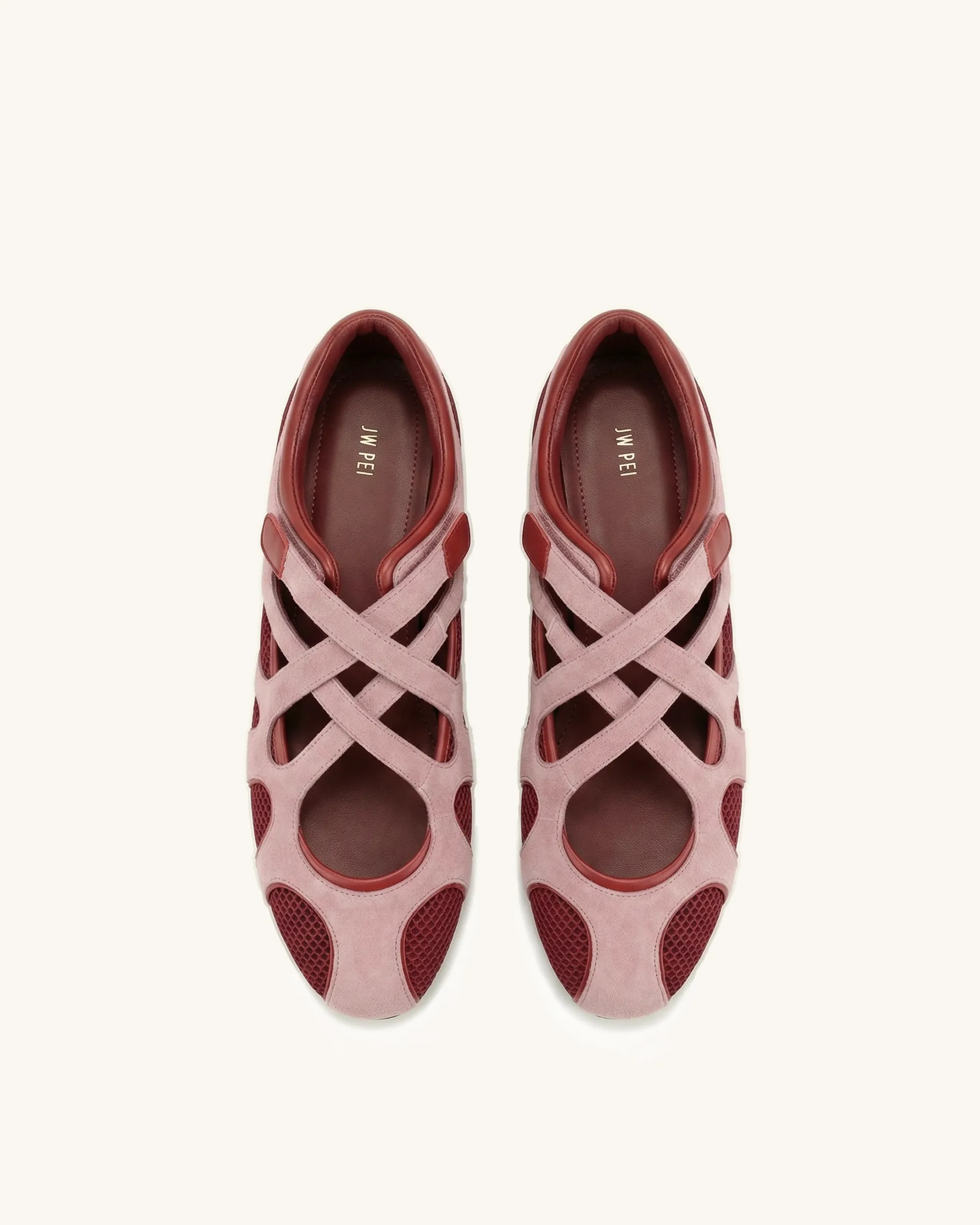 Thalia Mesh Panel Multi-Strap Ballet Flats - Dusty Rose sold by JW PEI product image thumbnail 2