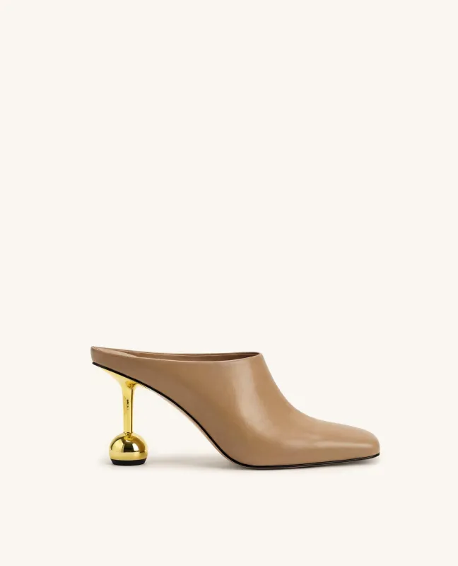 Sofia Square Toe Mule Heels - Khaki made by JW PEI