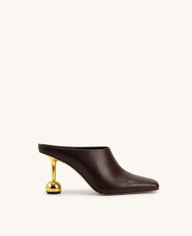 Sofia Square Toe Mule Heels - Dark Brown made by JW PEI