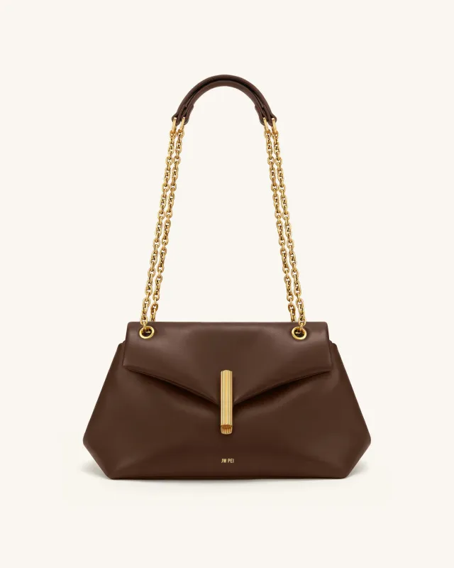 Valerie Chain Flap Shoulder Bag - Dark Brown made by JW PEI