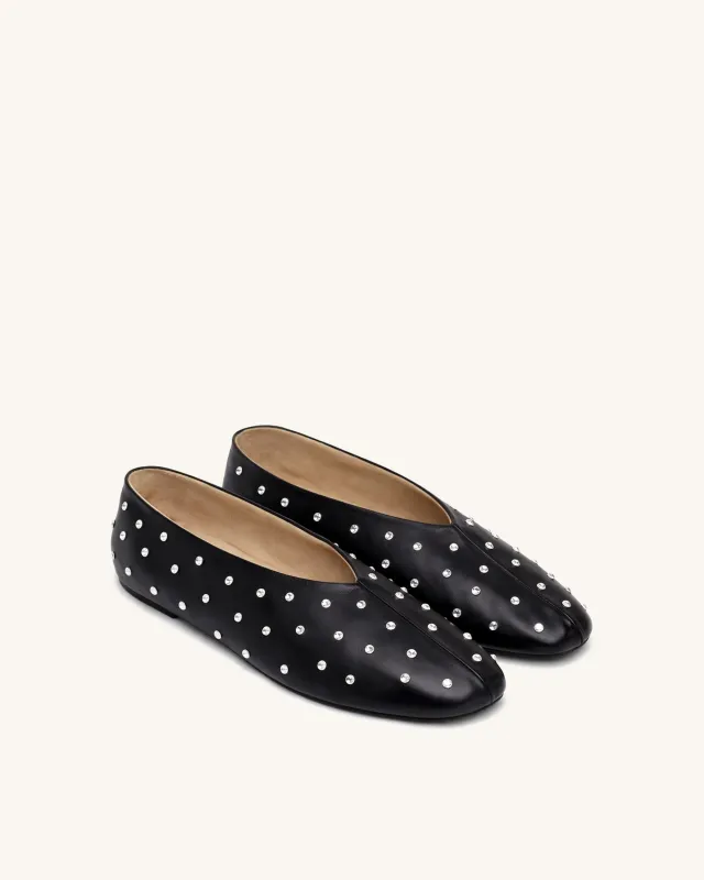 Lila Studded Flats – Black made by JW PEI