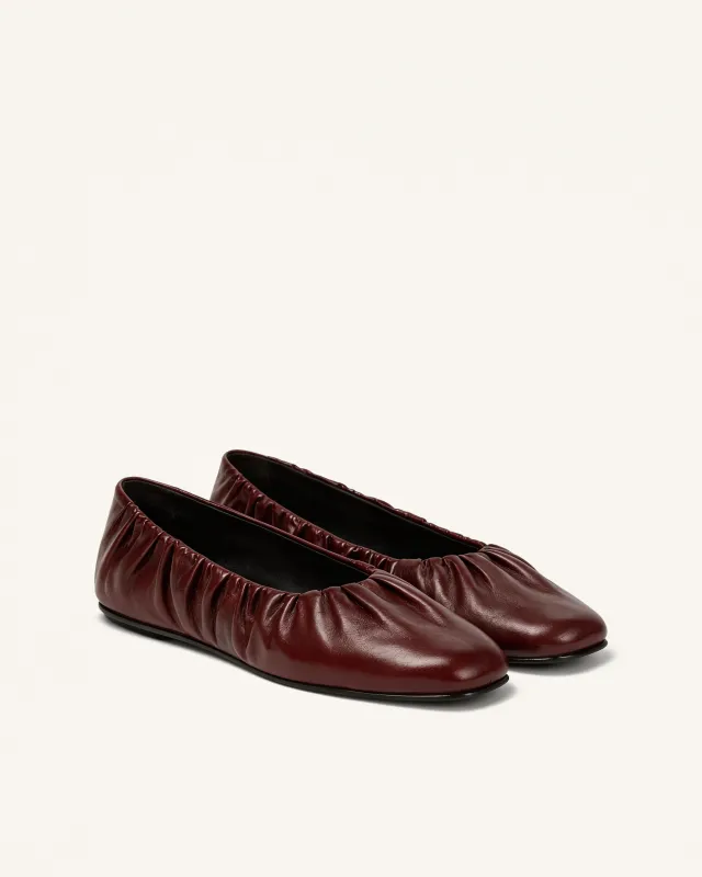 Ruby Ruched Ballet Flats – Burgundy made by JW PEI