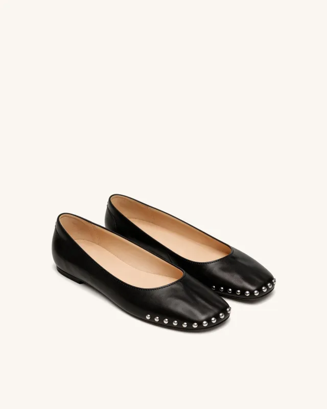 Emily Studded Flats – Black made by JW PEI