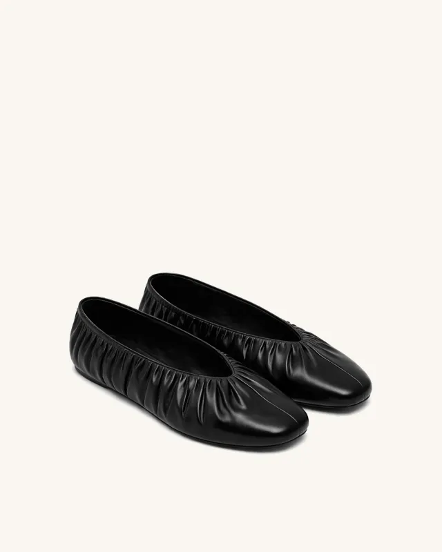 Claire Ruched Ballet Flats – Black made by JW PEI
