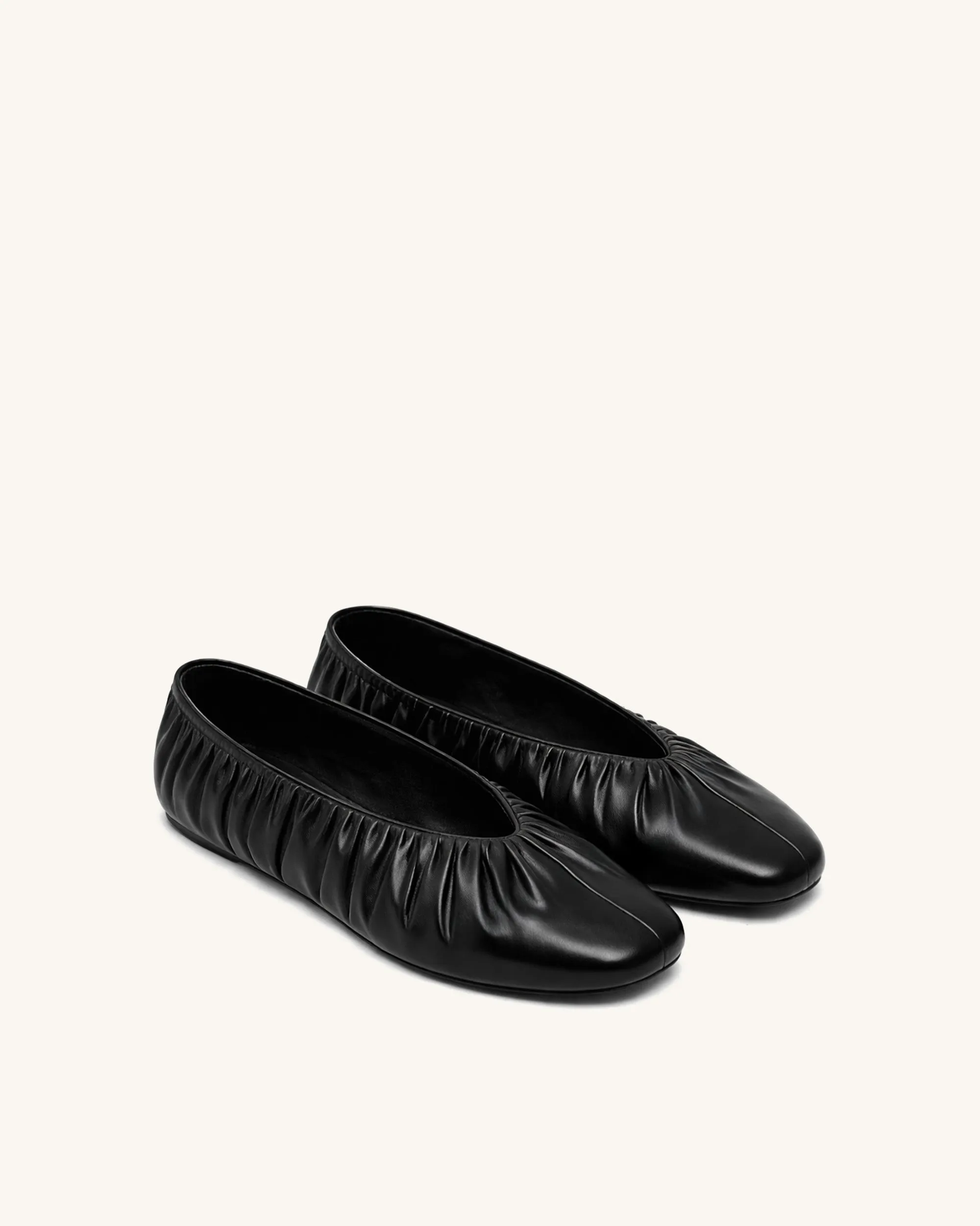 Claire Ruched Ballet Flats – Black sold by JW PEI