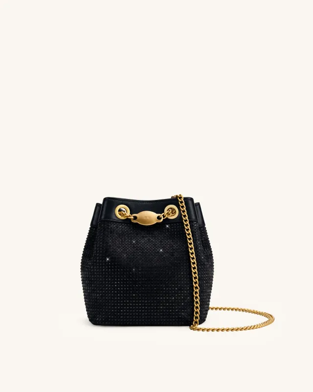 Yara Artificial Crystal Bucket Bag - Black made by JW PEI