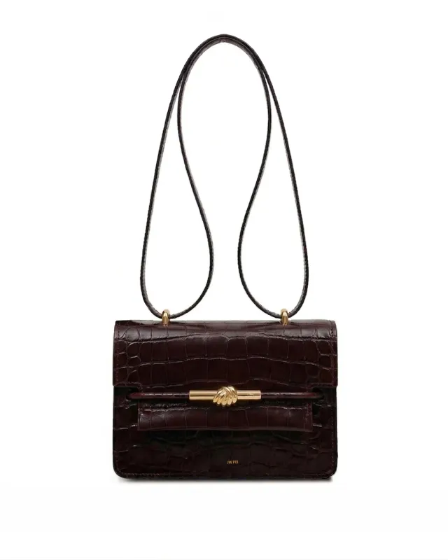 Mya Rope Knot Metal Shoulder Bag - Brown Croc made by JW PEI