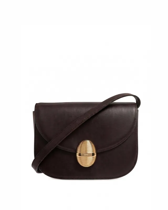 Aria Egg-Shaped Metal Flap Crossbody Bag - Brown made by JW PEI