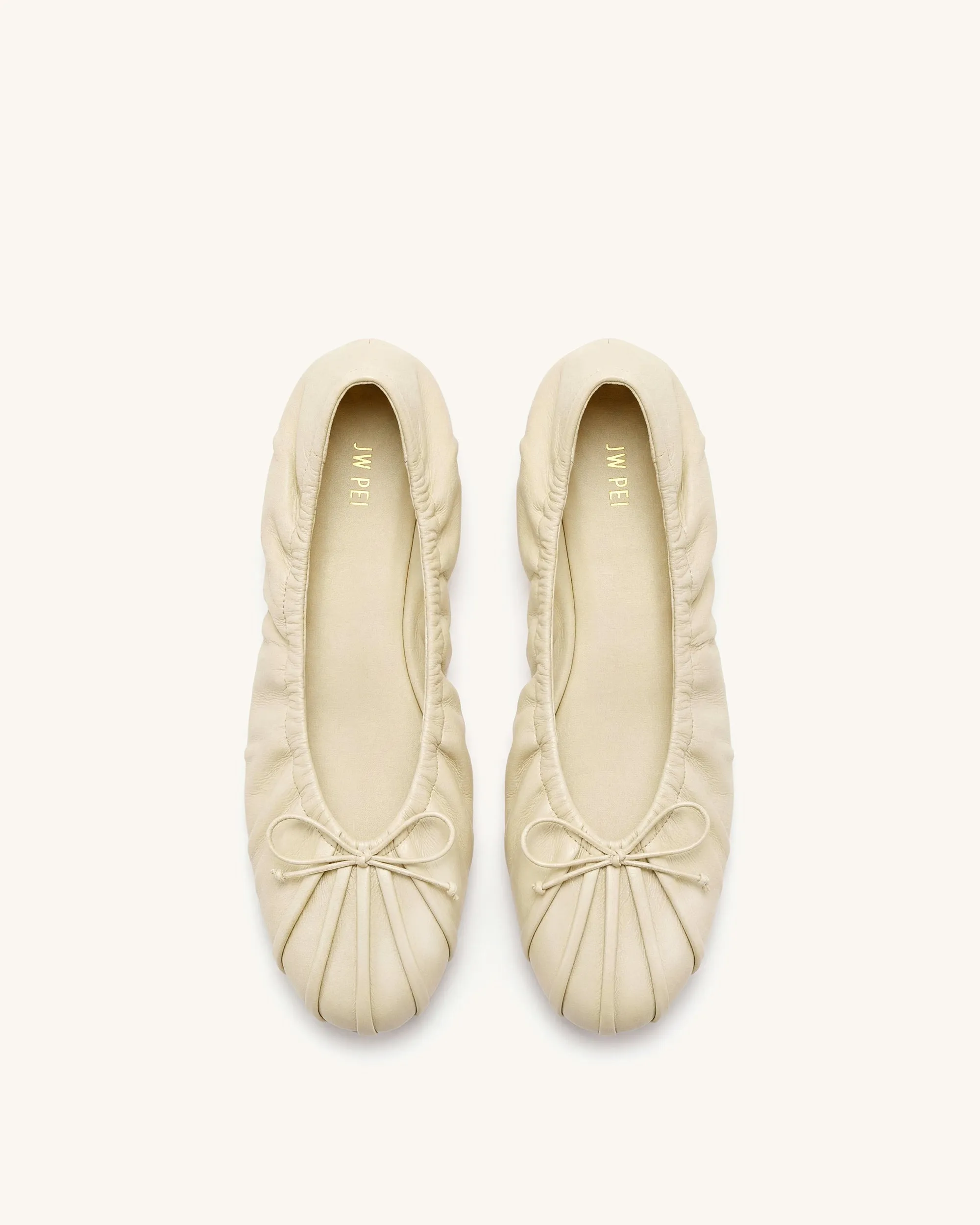 Elara Ruched Drawstring Ballet Flats - Beige sold by JW PEI product image thumbnail 2