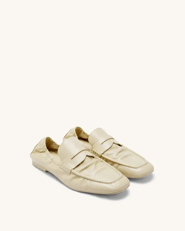 Rowan Pleated Flat Loafers - Beige made by JW PEI