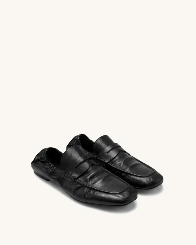 Rowan Ruched Flat Loafers - Black made by JW PEI