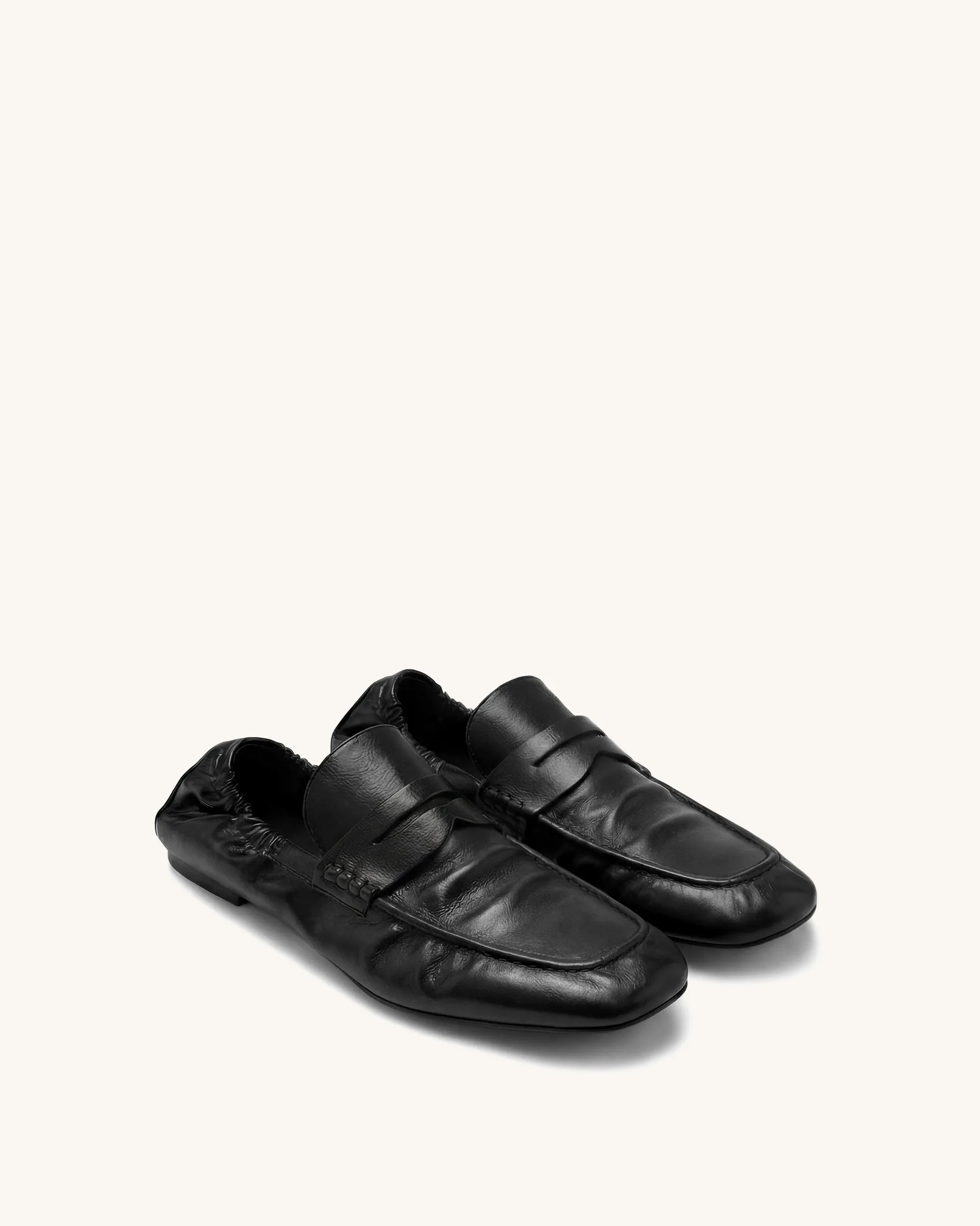 Rowan Ruched Flat Loafers - Black sold by JW PEI