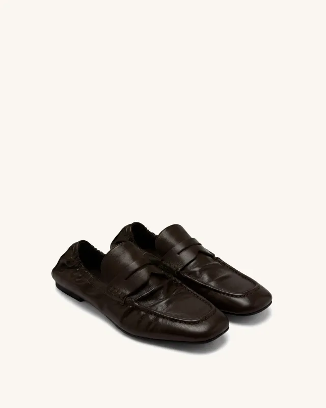 Rowan Pleated Flat Loafers - Dark Brown made by JW PEI