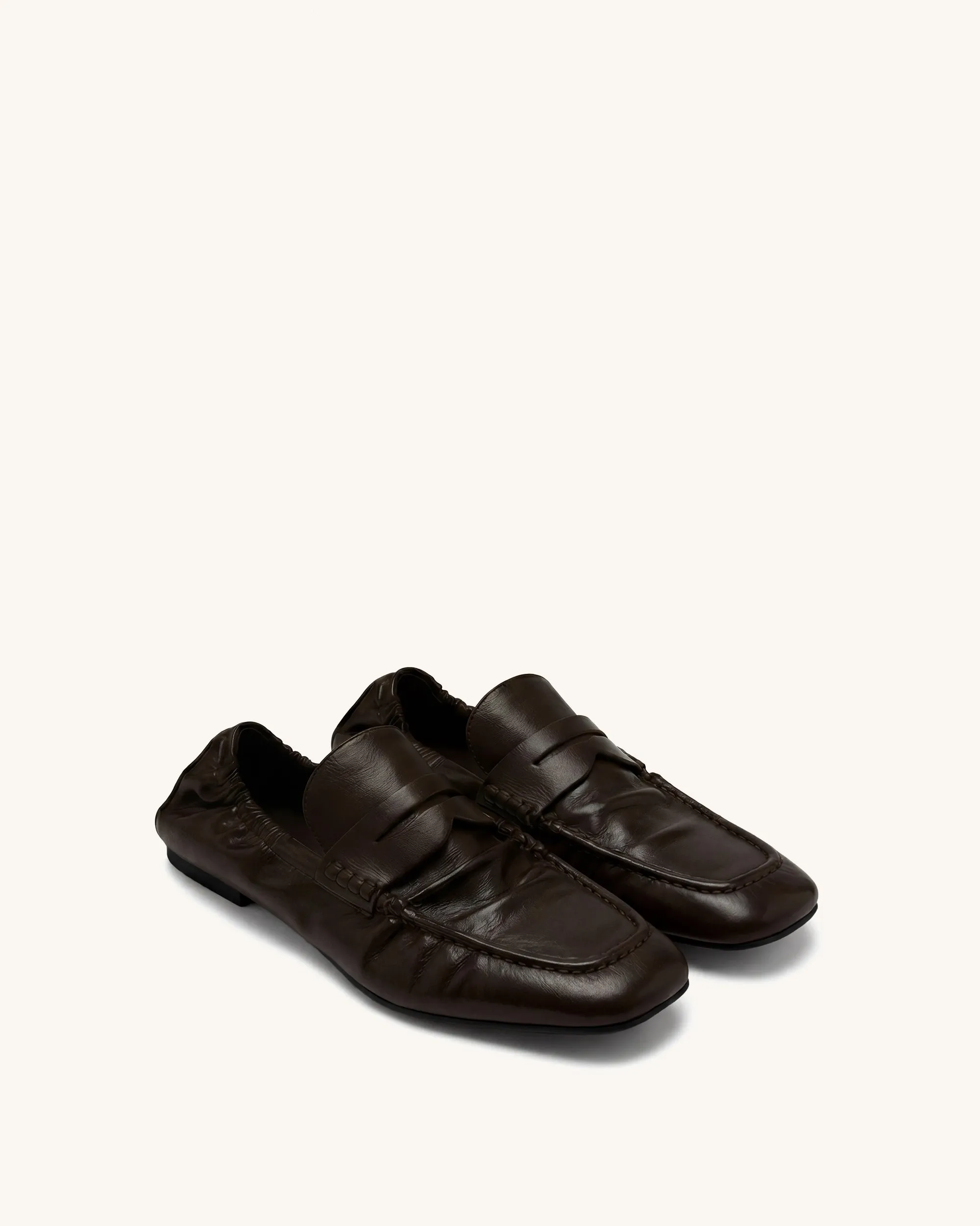 Rowan Pleated Flat Loafers - Dark Brown sold by JW PEI