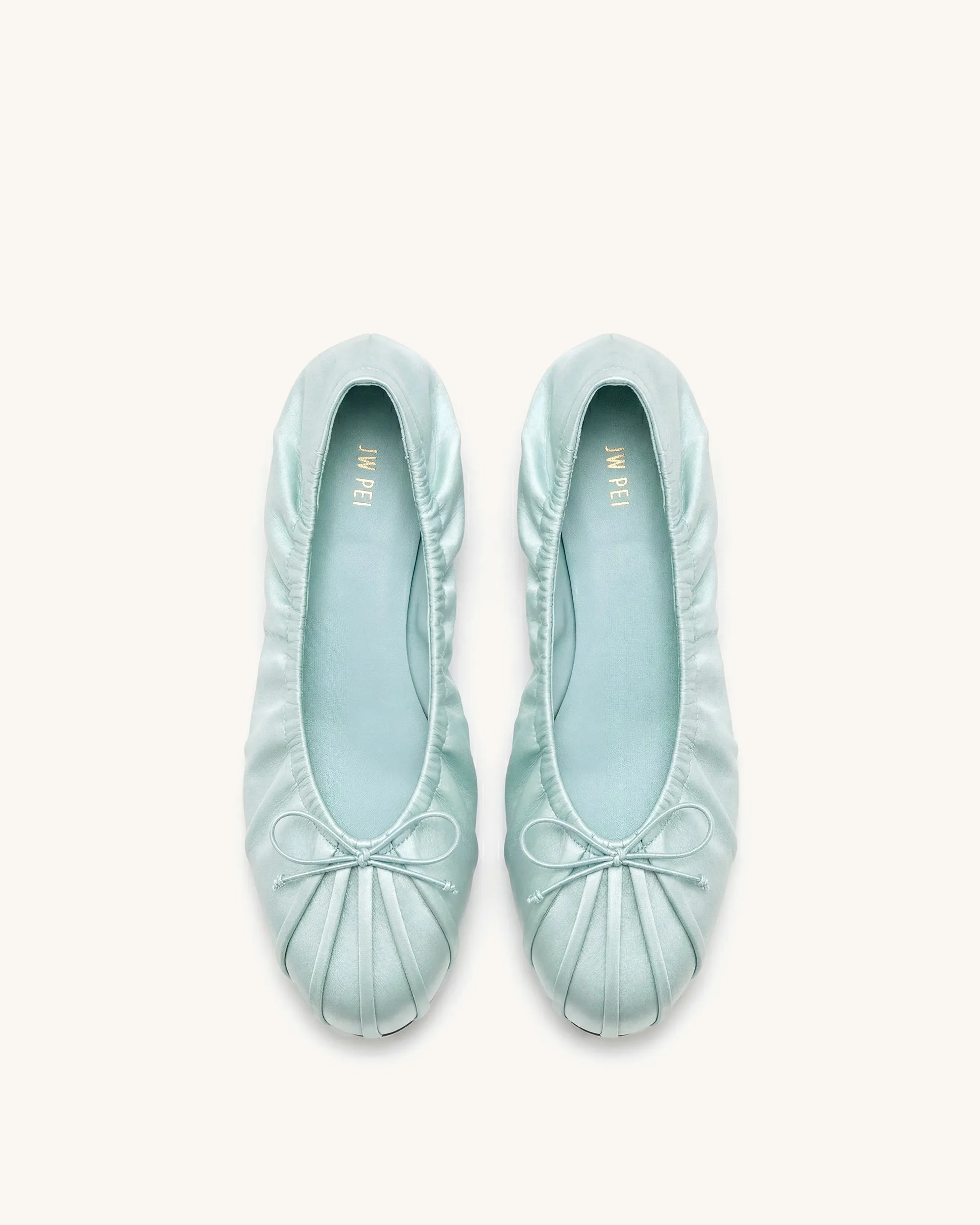 Elara Ruched Drawstring Satin Ballet Flats - Blue sold by JW PEI product image thumbnail 2
